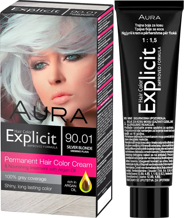 Farba za kosu AURA Explicit 90.01 Srebrno plava
