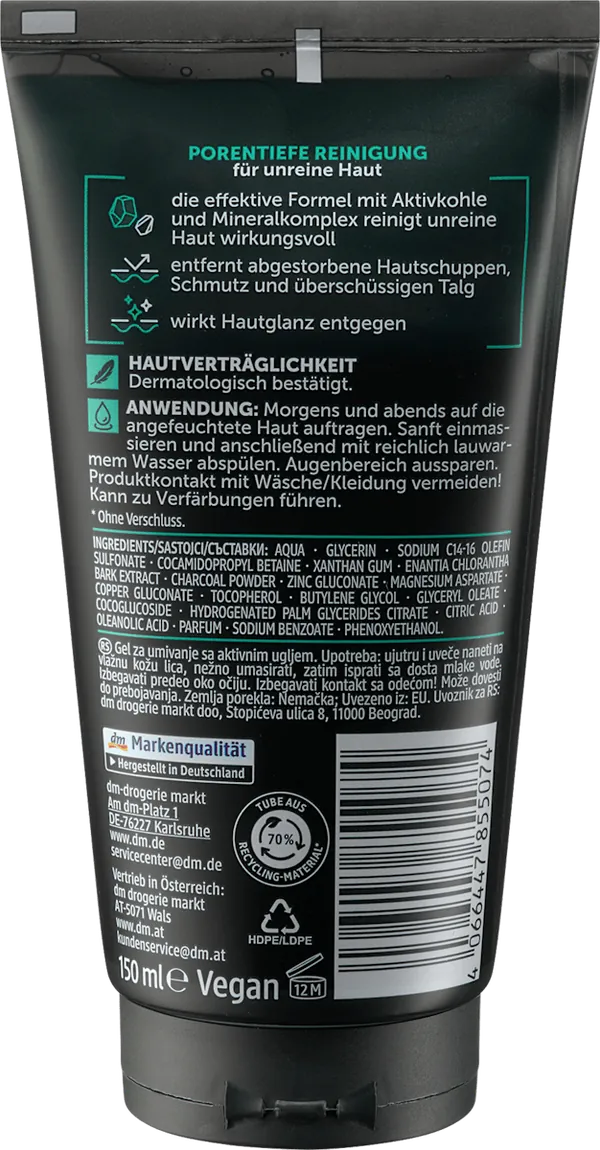 Gel za čišćenje lica BALEA MEN Active carbon za umivanje 150ml