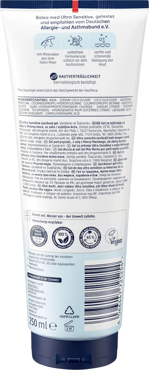 Gel za tuširanje BALEA MED Ultra sensitive Mrtvo more 250ml