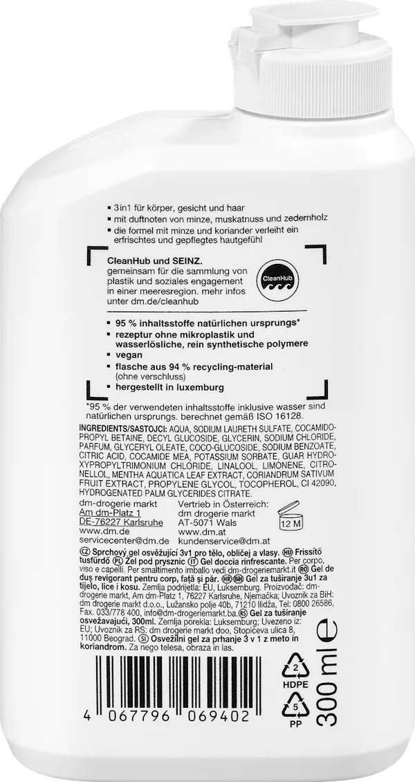 Gel za tuširanje SEINZ 3u1 nana i korijander 300ml