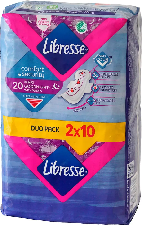 Higijenski ulošci LIBRESSE Maxi Goodnight duo 2x10