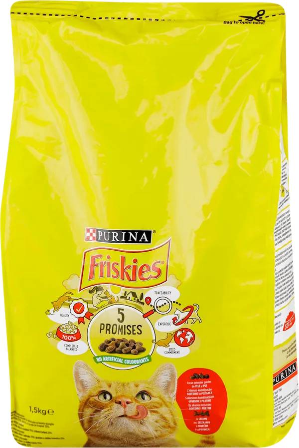 Hrana za mačke FRISKIES Cat adult briketi piletina i povrće 1,5kg