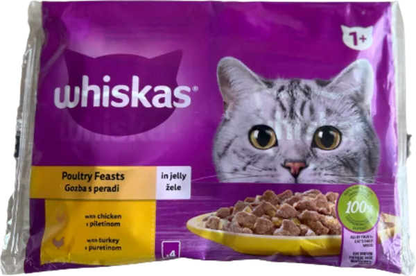Hrana za mačke WHISKAS Adult izbor živine 4x85g