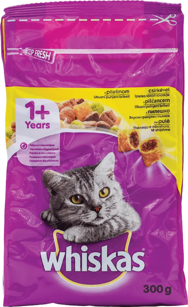 Hrana za mačke WHISKAS briketi pil.povr. krok. 300g