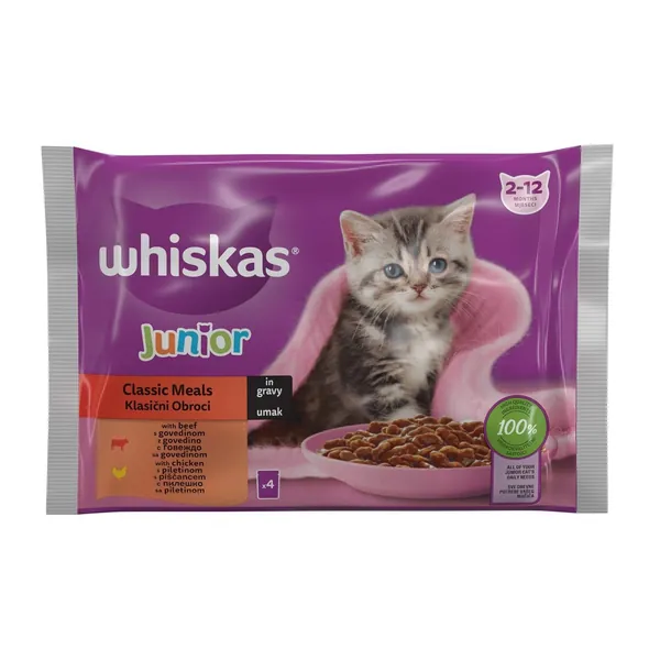 Hrana za mačke WHISKAS Junior izbor mesa 4x85g