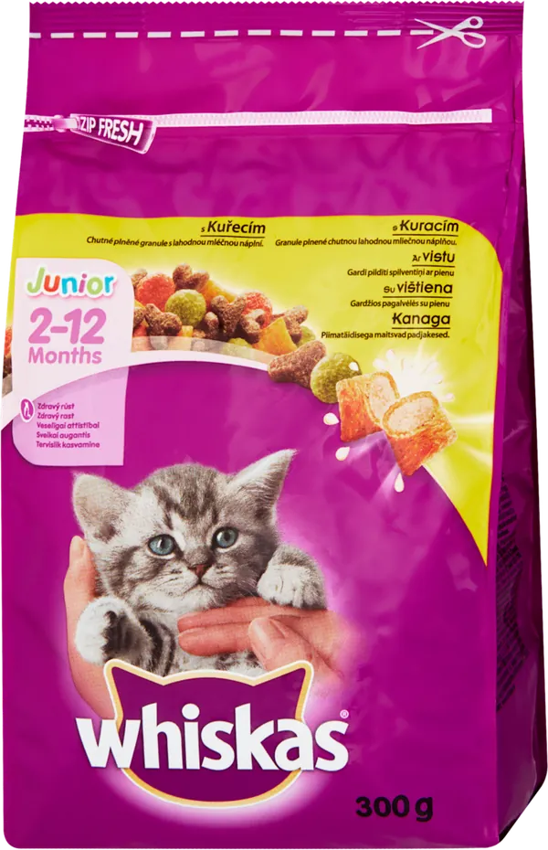 Hrana za mačke WHISKAS Kitten pilet. mini krok.300g