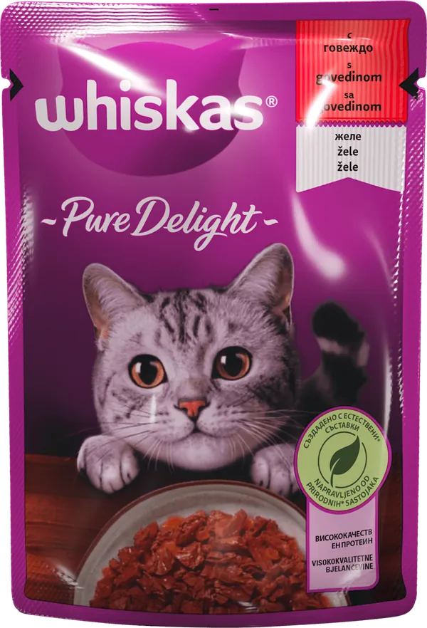 Hrana za mačke WHISKAS Pure delight adult govedina 85g