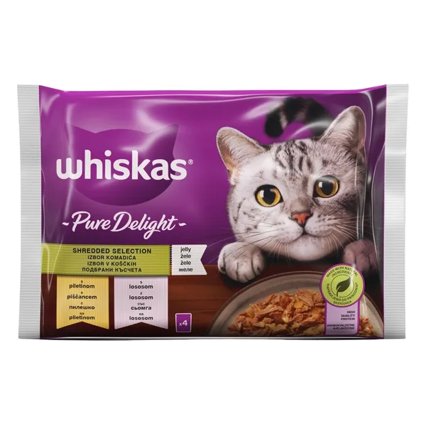 Hrana za mačke WHISKAS Pure delight izbor mesa 4x85g
