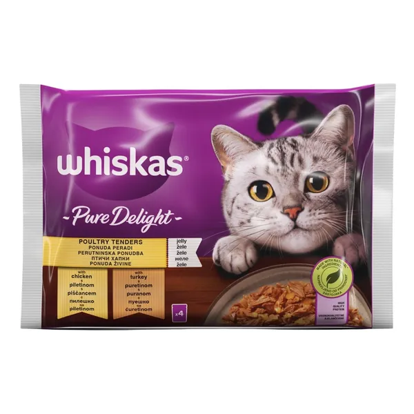 Hrana za mačke WHISKAS Pure delight izbor živine 4x85g