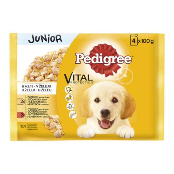 Hrana za pse PEDIGREE Junior piletina i ćuretina 4x100g kesica
