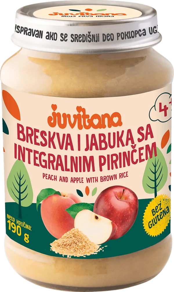 Kašice JUVITANA kašica od breskve i jabuke sa integralnim pirinčem 190g