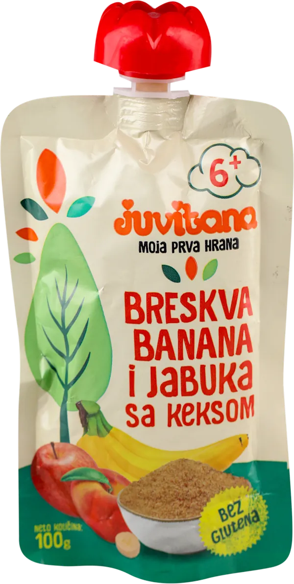 Kašice JUVITANA voćna kašica breskva banana i jabuka sa keksom 100g