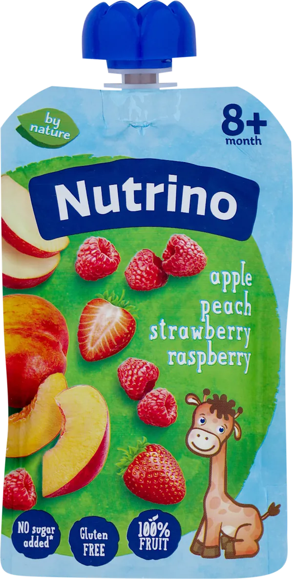 Kašice NUTRINO voćni pire 8+ jabuka, breskva, jagoda i malina 100g