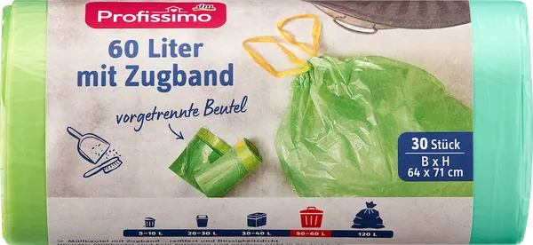 Kesa za smeće PROFISSIMO vreće za smeće sa trakom 60l 30kom