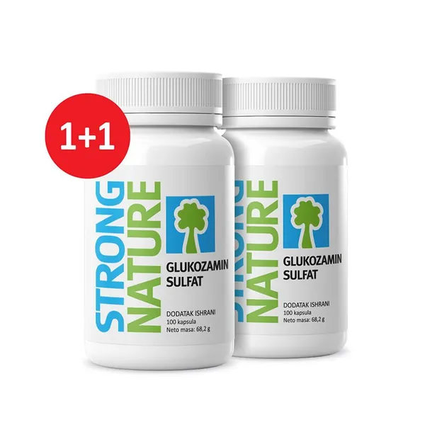 Kosti, zglobovi i mišići STRONG NATURE Paket Glukozamin sulfat, 500 mg, 100 kapsula, 1+1