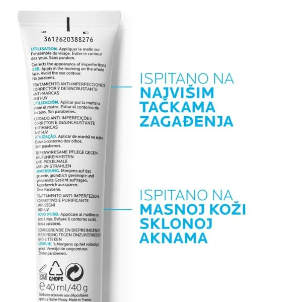 Krema za lice LA ROCHE POSAY EFFACLAR DUO(+) SPF30 Korektivna nega protiv nepravilnosti masne kože i začepljenih pora, 40 ml