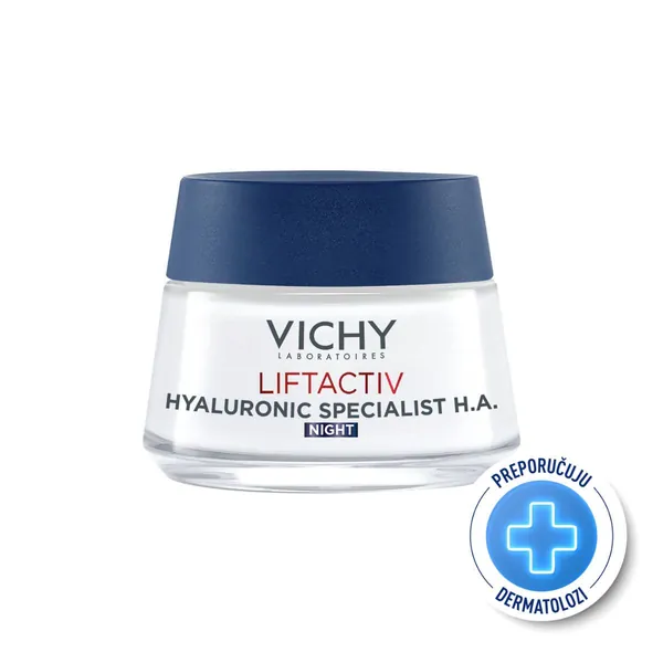 Krema za lice VICHY Liftactiv hyaluronic specialist h.a. noćna nega za korekciju bora i čvrstine kože, 50 ml