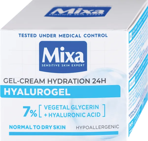 Krema za negu lica MIXA Hyalurogel Light intenzivna hidratacija, osetljiva normalna i dehidrirana koža 50 ml