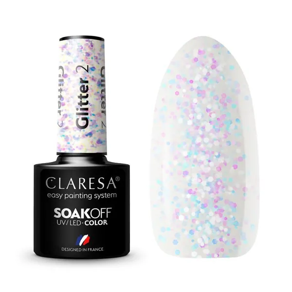 Lak za nokte CLARESA trajni uv/led glitter 2 5g