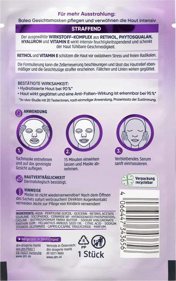 Maska za lice BALEA Retinol u maramici 1kom