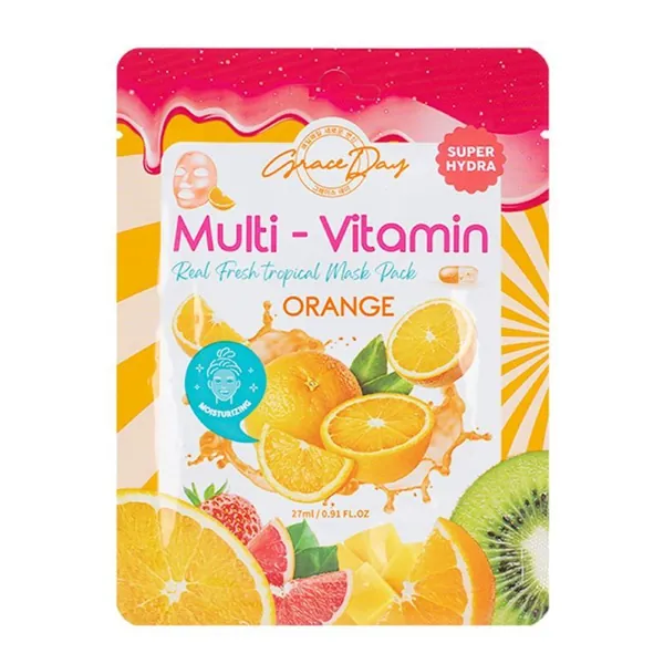 Maska za lice GRACE DAY sheet multi-vitamin narandža 27g