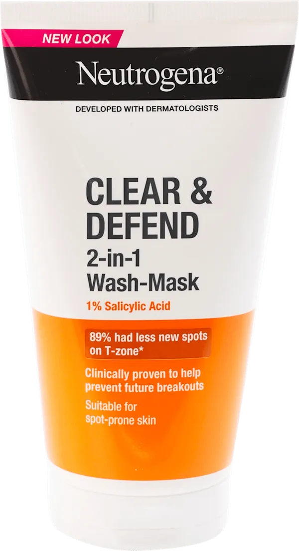 Maska za lice i gel za čišćenje lica NEUTROGENA Clear & defend 2u1 150ml