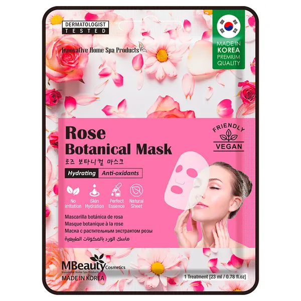 Maska za lice MBEAUTY Rose Botanical u maramici, 23 ml