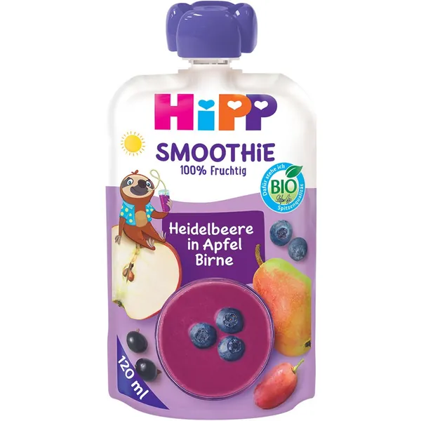 Mlečni dezerti HIPP BIO voćni Smoothie napitak Borovnica, jabuka i kruška 120ml
