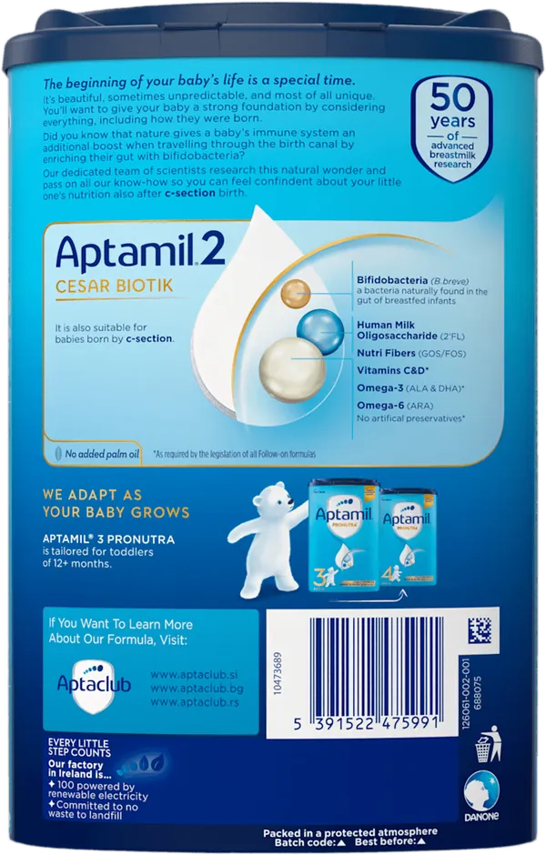 Mleko za bebe APTAMIL cesar biotik 2 800g 6-12m
