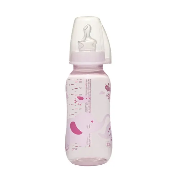 NIP Trendy Girl flašica 250ml roze i silikonska cucla (0-6m)