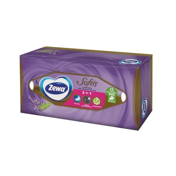 Papirne maramice ZEWA box softis lavanda maramice 80/1, 4 sloja