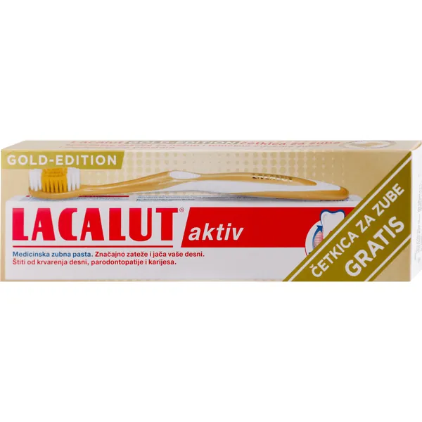Pasta za zube LACALUT Aktiv 75ml + Gold četkica za zube gratis