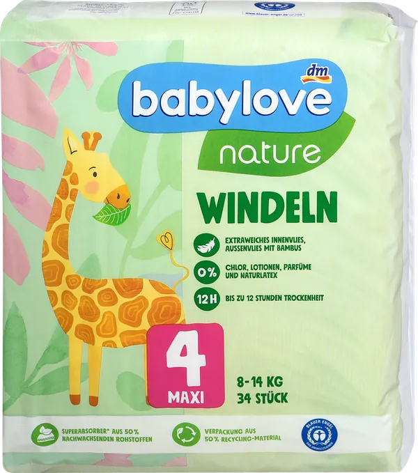 Pelene za bebe BABYLOVE nature 4 maxi 34kom