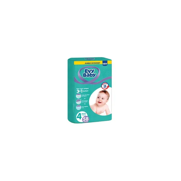 Pelene za bebe EVY BABY 3u1 sistem 4 maxi 58kom