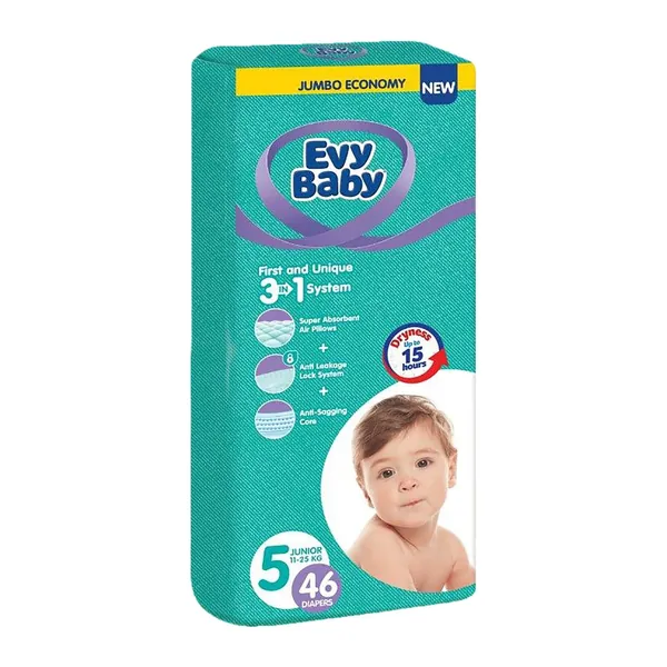 Pelene za bebe EVY BABY 3u1 sistem 5 junior 46kom