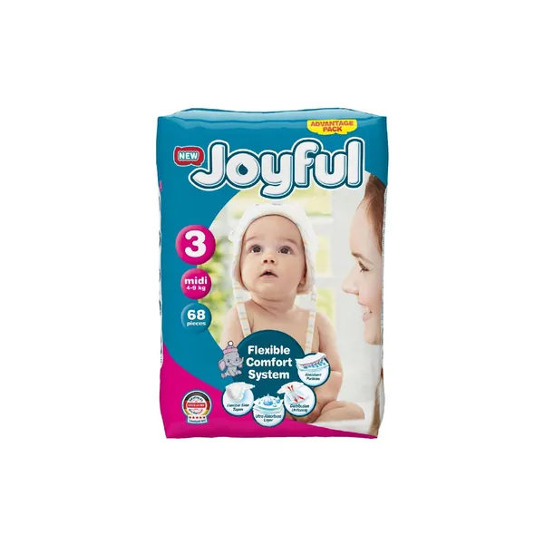 Pelene za bebe JOYFUL 3 midi 68kom