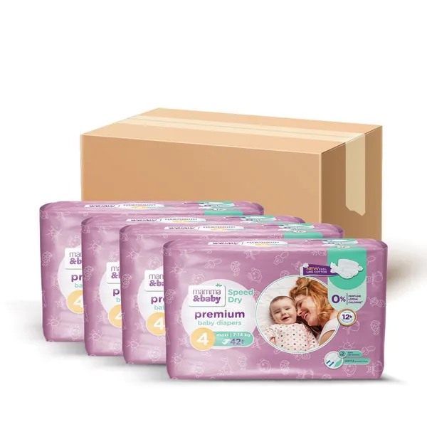 Pelene za bebe MAMMA&BABY (mesečni box), veličina 4 maxi, 168 kom (4 x 42 kom)