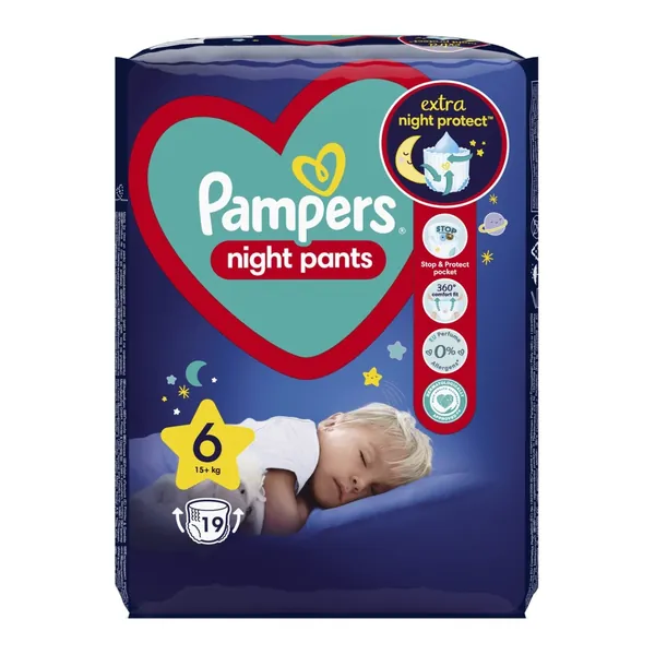 Pelene za bebe PAMPERS noćne Pants VP 6 19kom