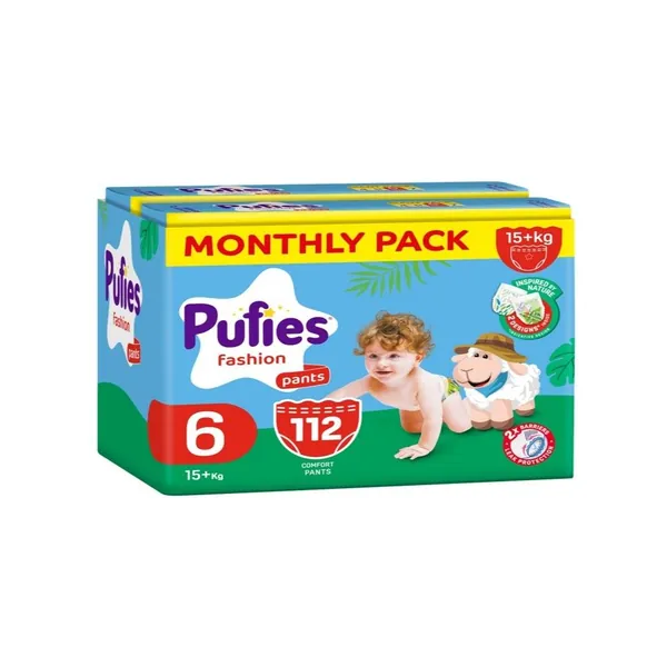 Pelene za bebe PUFIES fashion pants veličina 6 (mesečni box) 112kom