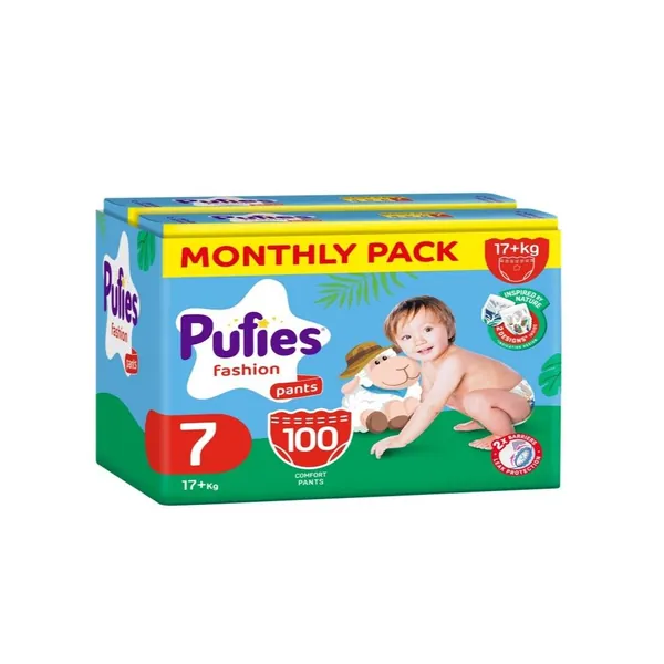 Pelene za bebe PUFIES fashion pants veličina 7 (mesečni box) 100kom