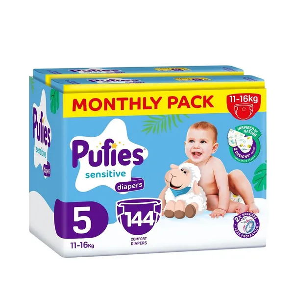 Pelene za bebe PUFIES veliÄina 5 (11-16kg) mesečni box, 144kom