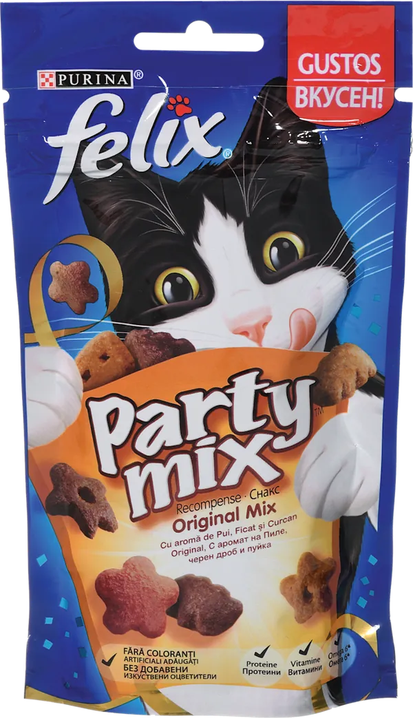 Poslastica za mačke FELIX Party Mix Original piletina, džigerica i ćuretina 60g