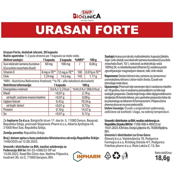 Preparati za muškarce BIOCLINICA Urasan forte, 30 kapsula