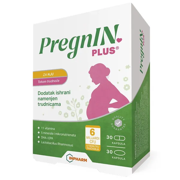 Preparati za trudnice i dojilje INPHARM DIET PregnIN plus, tokom trudnoće, 30+ 30 kapsula