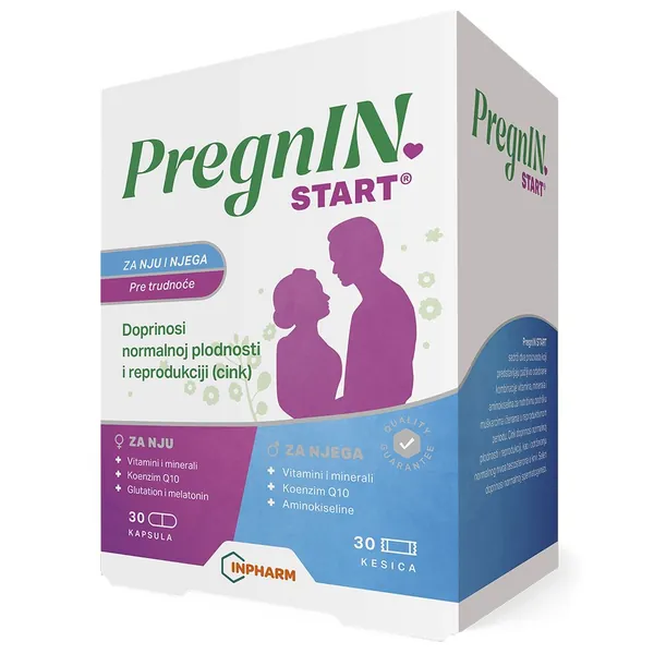 Preparati za trudnice i dojilje INPHARM DIET PregnIN start, pre trudnoće, 30 kapsula + 30 kesica