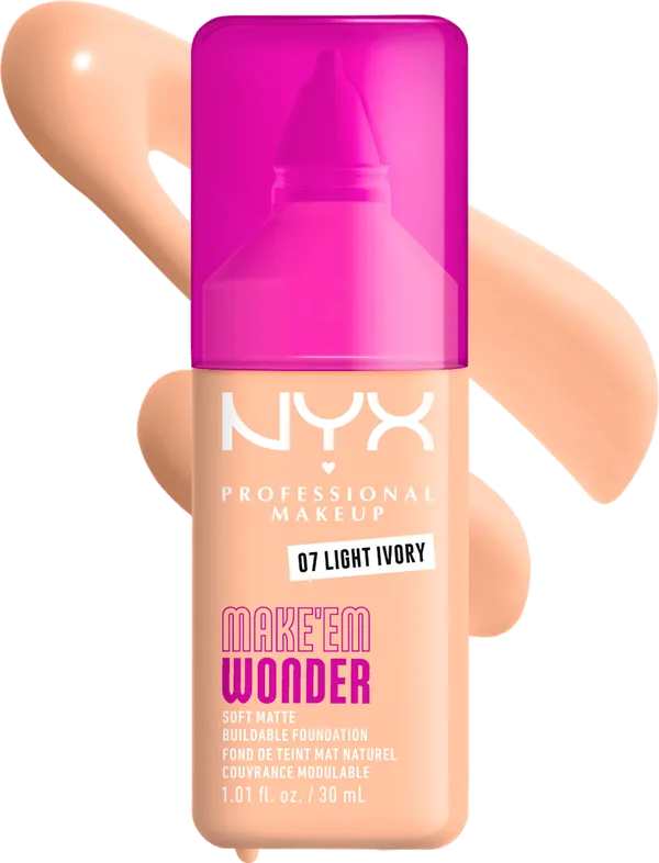 Puder za lice NYX PROFESSIONAL MAKEUP Make 'em wonder tečni puder 07 light ivory