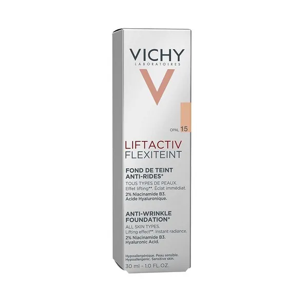 Puder za lice VICHY Liftactiv Flexiteint Tečni puder protiv bora SPF 20, za sve tipove kože, 30 ml, 15 Opal