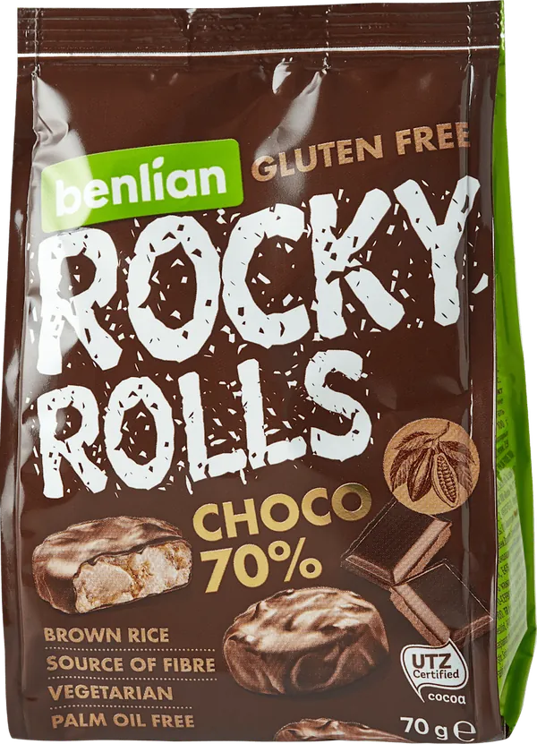 ROCKY ROLLS čoko-crna čokolada 70% 70g
