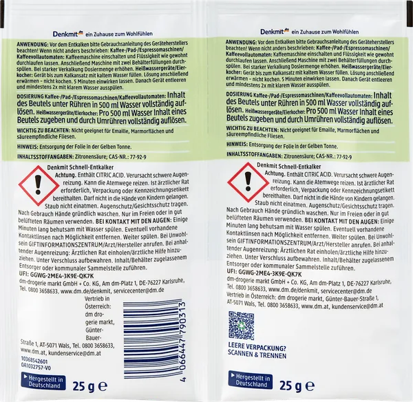 Sredstvo za čišćenje kamenca DENKMIT Nature 2x25g