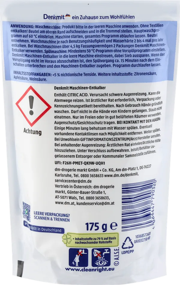 Sredstvo za čišćenje kamenca DENKMIT prašak 3u1 za sudo i veš mašine 175g